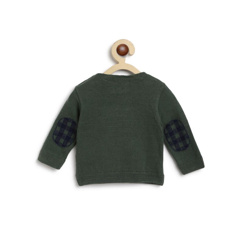 Boys Dark Green Wool Blend Tricot Cardigan image number null